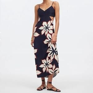 Madewell Open-Back Maxi Dress in Silk Floral Ink Size 12 NWT